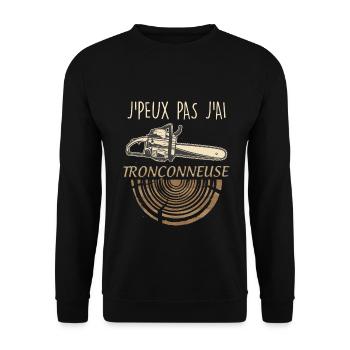 Je peux pas j'ai tronçonneuse - Sweat-shirt Unisexe - noir - Devant - Alina (178cm) & Michal (187cm)