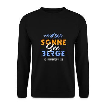 Sonne See und Berge - Unisex Pullover - Schwarz - Vorne - Alina (178cm) & Michal (187cm)