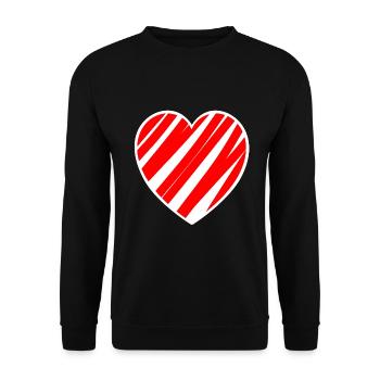 Cœur rayé rouge - Parfait comme cadeau - Sweat-shirt Unisexe - noir - Devant - Alina (178cm) & Michal (187cm)