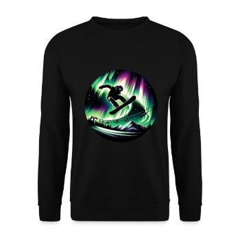 Snowboard Snowboarder Snowboarding Nordlichter - Unisex Pullover - Schwarz - Vorne - Alina (178cm) & Michal (187cm)