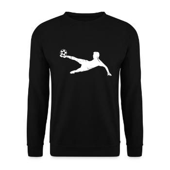 Fussballer Torschuss Fußball Soccer - Unisex Pullover - Schwarz - Vorne - Alina (178cm) & Michal (187cm)