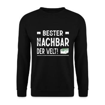 Bester Nachbar Der Welt Auf Gute Nachbarschaft - Unisex Pullover - Schwarz - Vorne - Alina (178cm) & Michal (187cm)