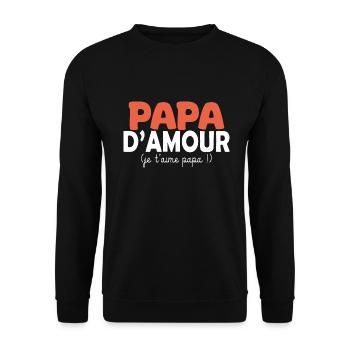 papa d amour je t aime papa - Sweat-shirt Unisexe - noir - Devant - Alina (178cm) & Michal (187cm)