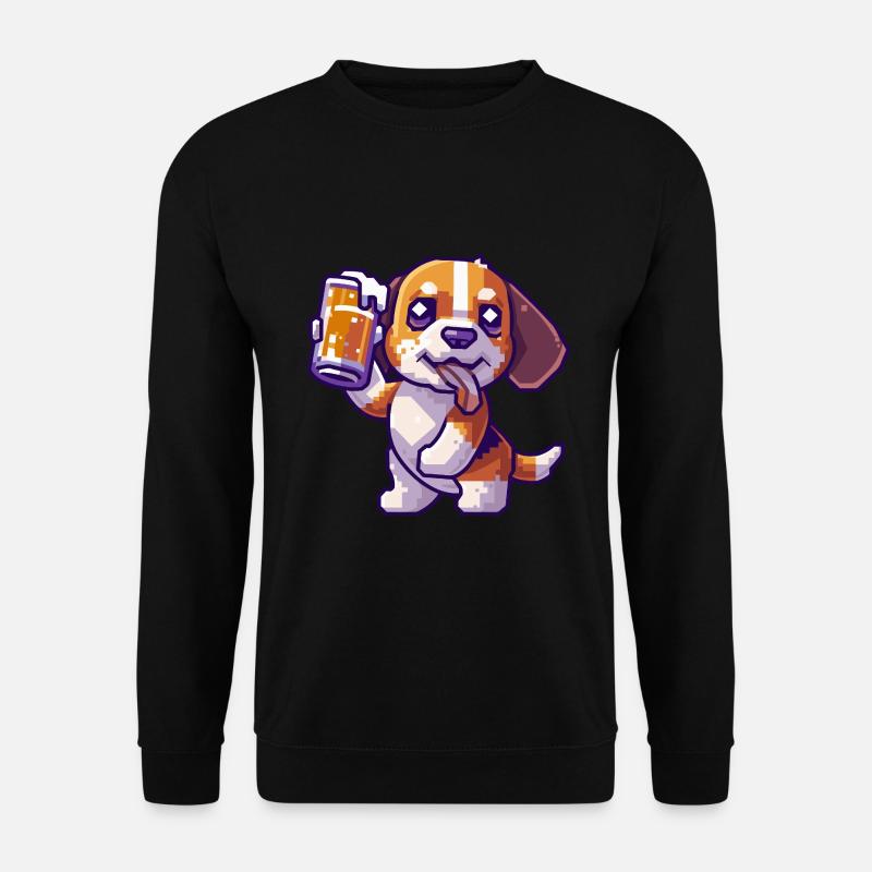Beagle Dogs Pixel Beer - Unisex Sweatshirt - black