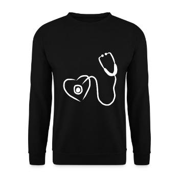 Docteur Herz Infirmier Médecin Médecin Médecin - Sweat-shirt Unisexe - noir - Devant - Alina (178cm) & Michal (187cm)