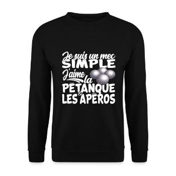je suis un mec simple j'aime la pétanque et apéro - Sweat-shirt Unisexe - noir - Devant - Alina (178cm) & Michal (187cm)