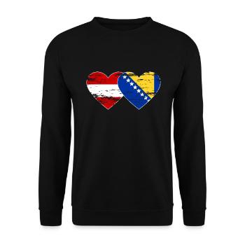 Bosnia Austria flag heart used - Unisex Sweatshirt - black - Front - Alina (178cm) & Michal (187cm)