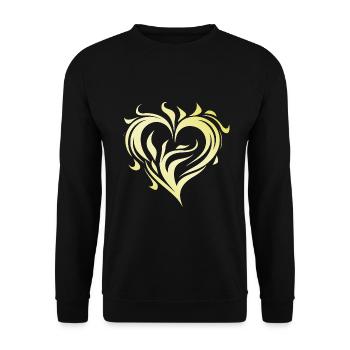Herz Gold Flamme - Unisex Pullover - Schwarz - Vorne - Alina (178cm) & Michal (187cm)