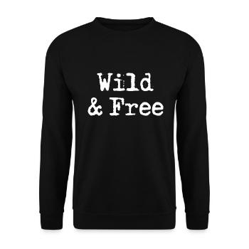 Rebell "Wild & Free" Typewriter Design - Unisex Pullover - Schwarz - Vorne - Alina (178cm) & Michal (187cm)