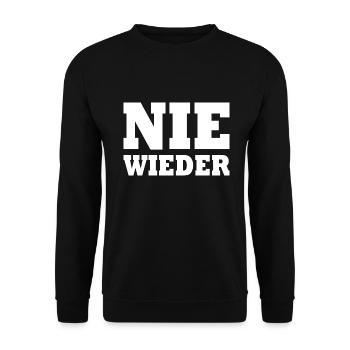 Nie wieder - Unisex Pullover - Schwarz - Vorne - Alina (178cm) & Michal (187cm)