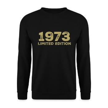 Geburtstagsgeschenk Jahrgang 1973 Jahrgang 1973 - Unisex Pullover - Schwarz - Vorne - Alina (178cm) & Michal (187cm)