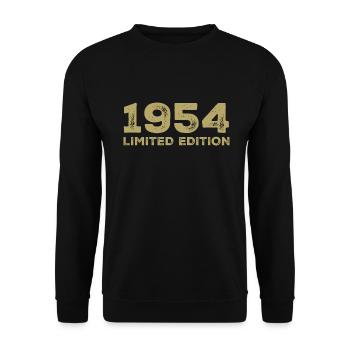Geburtstagsgeschenk Jahrgang 1954 Jahrgang 1954 - Unisex Pullover - Schwarz - Vorne - Alina (178cm) & Michal (187cm)