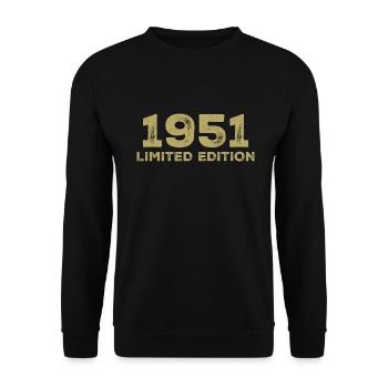 Geburtstagsgeschenk Jahrgang 1951 Jahrgang 1951 - Unisex Pullover - Schwarz - Vorne - Alina (178cm) & Michal (187cm)