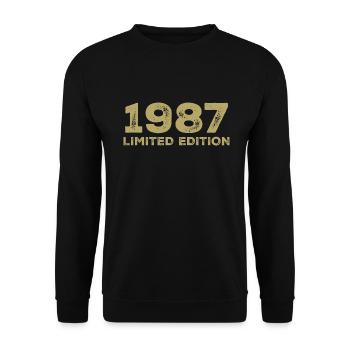 Geburtstagsgeschenk Jahrgang 1987 Jahrgang 1987 - Unisex Pullover - Schwarz - Vorne - Alina (178cm) & Michal (187cm)