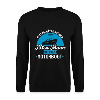 Bootsfahrer Bootfahren Motorboot Sportboot Boot - Unisex Pullover - Schwarz - Vorne - Alina (178cm) & Michal (187cm)