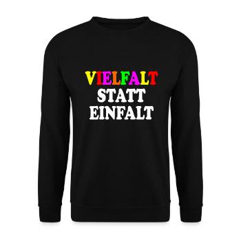 vielfalt statt einfalt - Unisex Pullover - Schwarz - Vorne - Alina (178cm) & Michal (187cm)