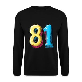 81 Number Colorful - Unisex Sweatshirt - black - Front - Alina (178cm) & Michal (187cm)
