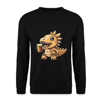 Dinosaurier stegosaurus Pixel Bier - Unisex Pullover - Schwarz - Vorne - Alina (178cm) & Michal (187cm)