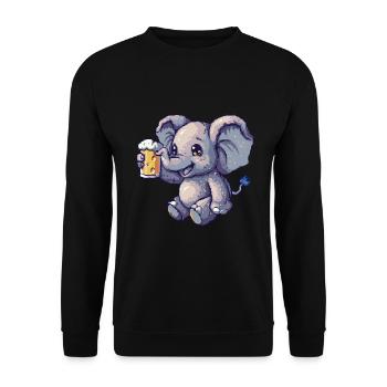 Elephant Pixel Beer - Unisex Sweatshirt - black - Front - Alina (178cm) & Michal (187cm)