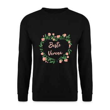 Geschenk für Verena - die Beste - Unisex Pullover - Schwarz - Vorne - Alina (178cm) & Michal (187cm)
