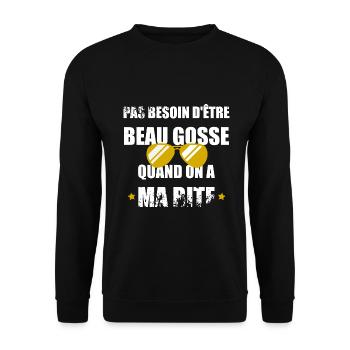 Pas besoin d'être beau gosse - Sweat-shirt Unisexe - noir - Devant - Alina (178cm) & Michal (187cm)