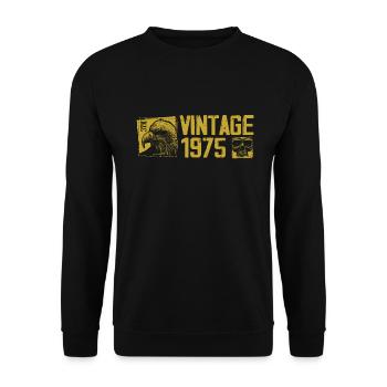 Jahrgang 1975 Retro Jubiläumsgeschenk 1975 - Unisex Pullover - Schwarz - Vorne - Alina (178cm) & Michal (187cm)