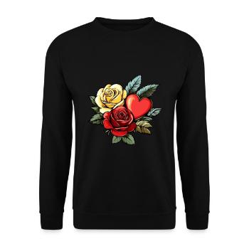 Rose Heart Love Valentine's Day - Unisex Sweatshirt - black - Front - Alina (178cm) & Michal (187cm)