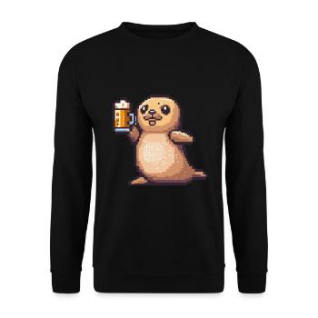 Seal Animal Pixel Bière - Sweat-shirt Unisexe - noir - Devant - Alina (178cm) & Michal (187cm)