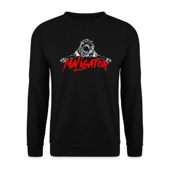 Maligator - Belgian Malinois Hunde Hund Wilsigns - Unisex Pullover - Schwarz - Vorne - Alina (178cm) & Michal (187cm)