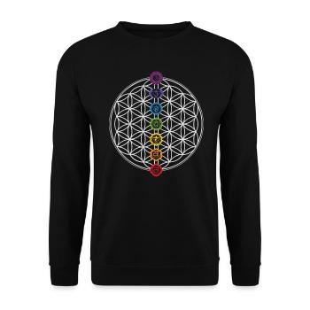 Flower of Life & Chakras - Unisex Sweatshirt - black - Front - Alina (178cm) & Michal (187cm)