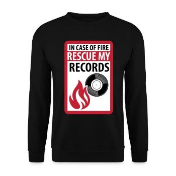 In Case of Fire Rescue my Records - vinyl music - Unisex Sweatshirt - black - Front - Alina (178cm) & Michal (187cm)