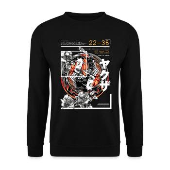 Japanese Style Style Koi Fish - Unisex Sweatshirt - black - Front - Alina (178cm) & Michal (187cm)
