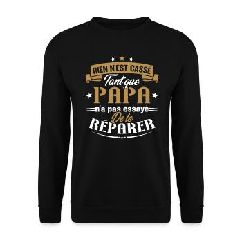 Rien n'est cassé tant que papa le réparer cadeau - Sweat-shirt Unisexe - noir - Devant - Alina (178cm) & Michal (187cm)