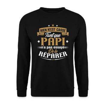Rien n'est cassé tant que papi le réparer cadeau - Sweat-shirt Unisexe - noir - Devant - Alina (178cm) & Michal (187cm)
