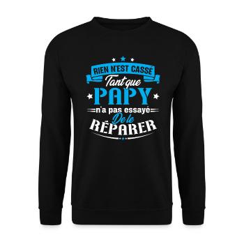 Rien n'est cassé tant que papy le réparer cadeau - Sweat-shirt Unisexe - noir - Devant - Alina (178cm) & Michal (187cm)