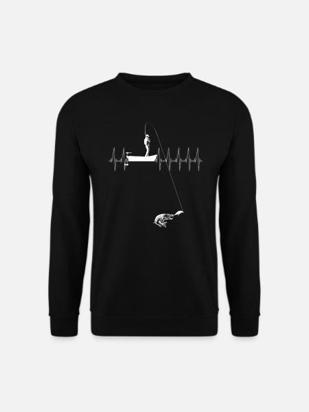 Hechtfischer in einem Boot (Herz, weiß). - Unisex Pullover - Schwarz