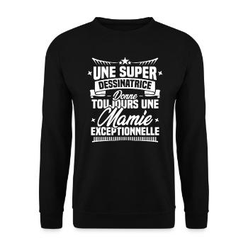 Dessinatrice donne toujours mamie exceptionnelle - Sweat-shirt Unisexe - noir - Devant - Alina (178cm) & Michal (187cm)