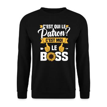 C'est qui le patron c'est moi le boss - Sweat-shirt Unisexe - noir - Devant - Alina (178cm) & Michal (187cm)