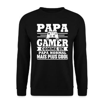 Papa gamer comme un papa normal - Sweat-shirt Unisexe - noir - Devant - Alina (178cm) & Michal (187cm)