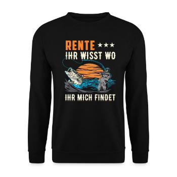 Rente ... ihr wisst wo ihr mich findet - Unisex Pullover - Schwarz - Vorne - Alina (178cm) & Michal (187cm)