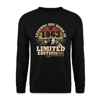 Vintage 1963, Birthday Gift for born in 1963 - Unisex Sweatshirt - black - Front - Alina (178cm) & Michal (187cm)