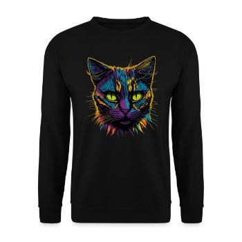 Pop Art Cat - Unisex Pullover - Schwarz - Vorne - Alina (178cm) & Michal (187cm)