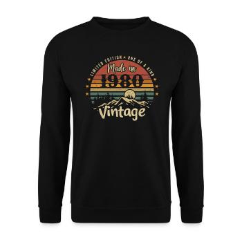 1980 Anniversary Born in 1980 Limited Edition - Unisex Sweatshirt - black - Front - Alina (178cm) & Michal (187cm)