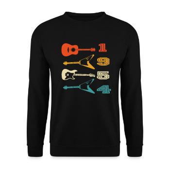 1954 Jahrgang geboren Gitarrist Gitarre Geburtstag - Unisex Pullover - Schwarz - Vorne - Alina (178cm) & Michal (187cm)