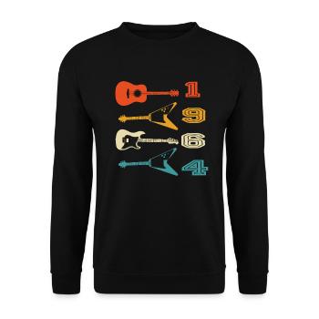 1964 Jahrgang geboren Gitarrist Gitarre Geburtstag - Unisex Pullover - Schwarz - Vorne - Alina (178cm) & Michal (187cm)