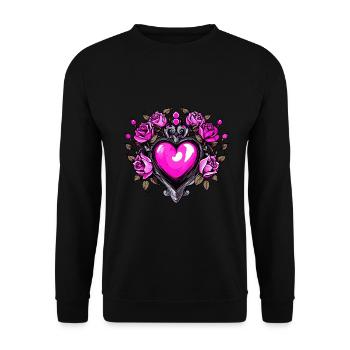 Coeur Symbole Amour - Sweat-shirt Unisexe - noir - Devant - Alina (178cm) & Michal (187cm)