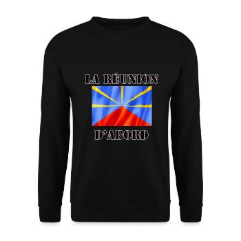 La Réunion D'Abord Cadeau île Drapeau Réunionnais - Sweat-shirt Unisexe - noir - Devant - Alina (178cm) & Michal (187cm)