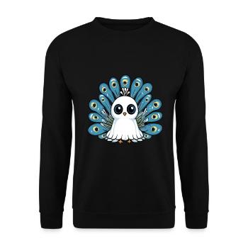 Peacock Bird Halloween Comic Ghost - Unisex Sweatshirt - black - Front - Alina (178cm) & Michal (187cm)