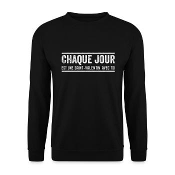 Chaque Jour Est Une Saint Valentin Avec Toi - Sweat-shirt Unisexe - noir - Devant - Alina (178cm) & Michal (187cm)