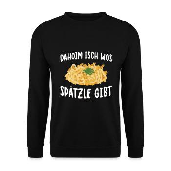 Schwäbische Geschenkideen für Schwaben | Spätzle - Unisex Pullover - Schwarz - Vorne - Alina (178cm) & Michal (187cm)